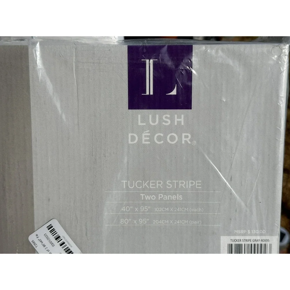2Tucker Stripe Yarn Dyed Cotton‎ Knotted Tassel Window Curtain Panels Gray 40X95